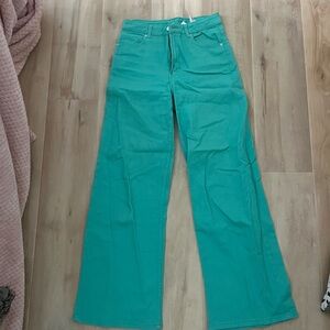 High-Waist Wide Leg Twill Jeans